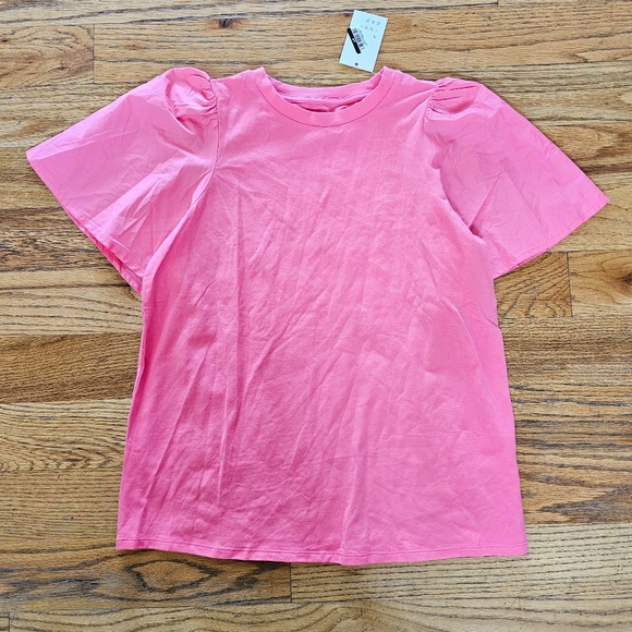 NWT A New Day Size S Barbie Pink Ruffle Sleeve T-shirt Oversized Soft Stretchy - Picture 1 of 6